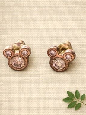 Disney Mickey Mouse Rhinestone Stud Earrings – Silver Finish | New